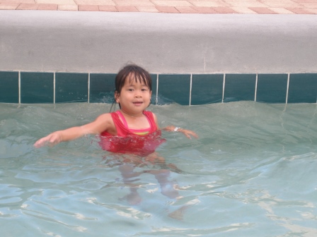 Karis swimming in the lazy river